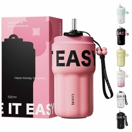 GOOM 18oz Spill Proof Tumbler with Lid and Straw, 18/10 Stainless Steel, 6-Layer Insulation, Insulated Tumbler Cups with Flip Lid and Straw Mouth Rotary Lock, Leak Proof Tumbler - Hot Pink