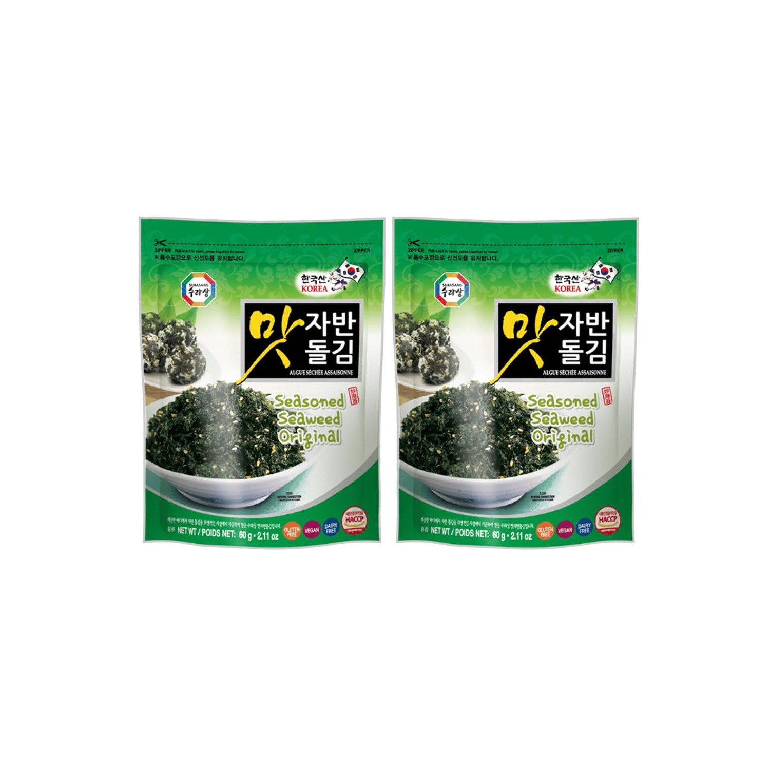 Surasang Korean Seasoned Seaweed Flakes 60g (Pack of 2) - Crispy ...