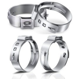 50 Pack 1/2 Inch PEX Cinch Clamps Rings 304 Stainless Steel Cinch Crimp Rings Pinch Clamps 1/2" Stepless Single Ear Hose Clamp for PEX Tubing Pipe Fitting Connections