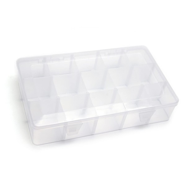 Yinpecly Component Storage Box 280x170x55mm Adjustable Divider 15 Grids Removable