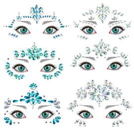 6Pc Music Rave Face Jewels: DIY Rhinestone Crystal Gems for Eyes, Body & More