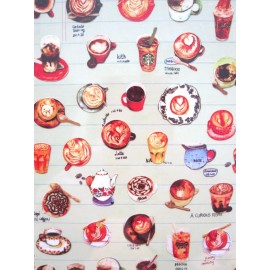 Daisyland Coffee Art Scrapbooking Sticker Sheet ~ KAWAII!!