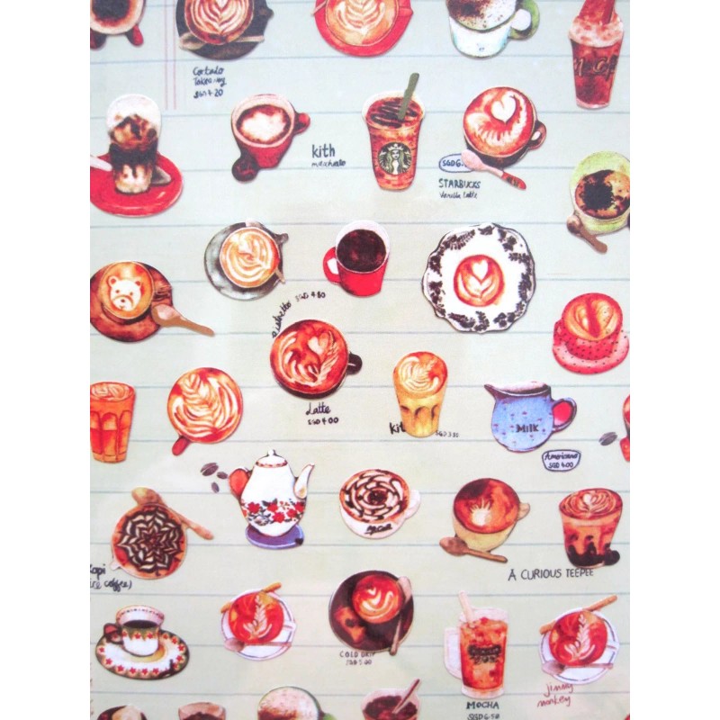 Daisyland Coffee Art Scrapbooking Sticker Sheet ~ KAWAII!!