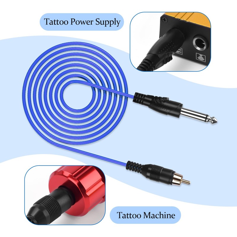 ATOMUS Tattoo RCA Connector Clip Cords 5.68ft 1.73m Silicone Wire
