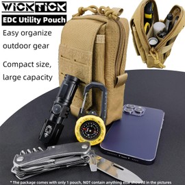 WICKTICK Tactical EDC Pouch, Molle Utility Pouch Gadget Organizer Holder Bag Phone Holster Waist Pack Pouch Tool Pocket for Outdoor Activities, Attached to Backpack/Vest/Belt (Brown, Basic)