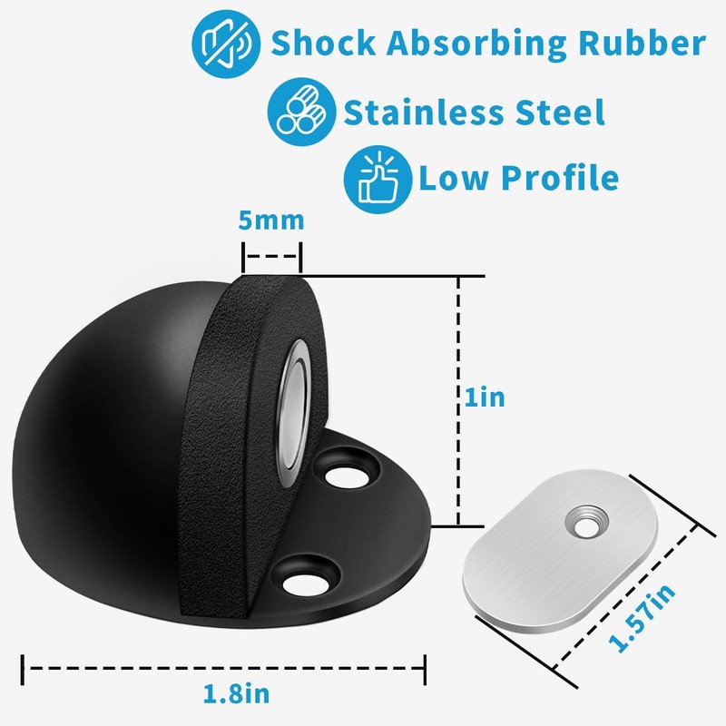 HUTLON Door Stops 2 Pack, Magnetic Door Stopper, Self Adhesive,