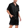 SWOMOG Men Satin Silk Pajamas Sets Short Sleeve Sleepwear Button-Down
