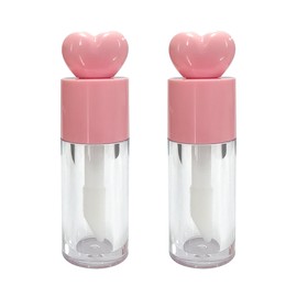 2PCS Lip Gloss Tubes Pink Heart – Shaped Empty Lip Gloss Tube for DIY Use, Refillable Lip Gloss Tubes with Mini Brush, Portable Lip Gloss Container, Small Cosmetic Containers Bottles