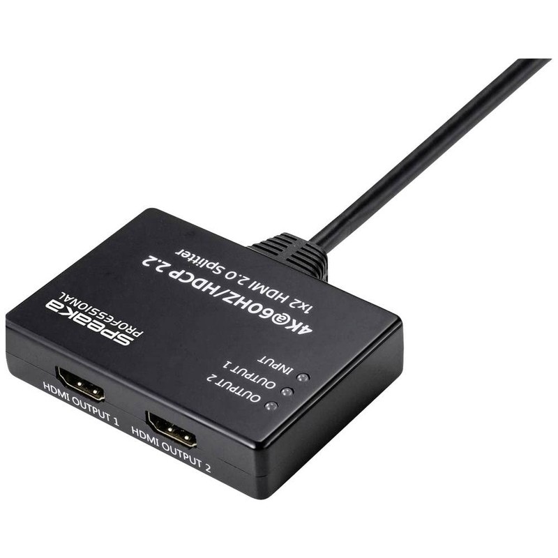 SpeaKa Professional SP-9443508 1+2 Port HDMI splitter Black