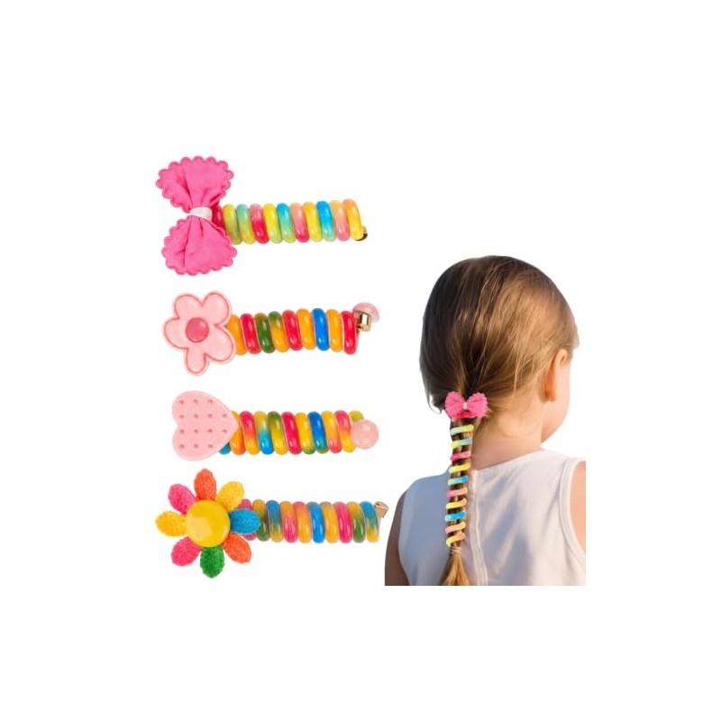 4Pcs Spiral Hair Ties, Multicolor Ponytail Holder