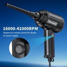 Svinkal Compressed air Duster Electric 500W, Canned air Replacement, 40000RPM Air Blower, Stepless Speed, an AC dust Blower with 6ounces of Blowing Power for Computer Keyboards etc Electronic Duster