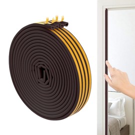 LSXD Burlete para Puerta, 20M Cinta Aislante de Ruido para Ventanas Autoadhesivos, Tira de Sellado para Puerta de Gomas para el Agua, Frío, Calor, Polvo, Ruidos, Insecto en Recámaras,Cocina(Marrón)