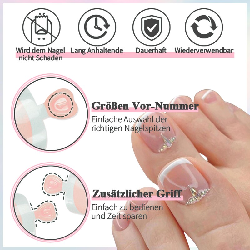 False Toenails Kit, Full Coverage, False Toenails Set, Fake Nails