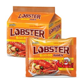 Paldo Fun & Yum Lobster Flavored Noodle Soup Original Pack of 8 (2 Bundles), Seafood Broth, Oriental Style Korean Ramyun, K-Food (120g x 8)