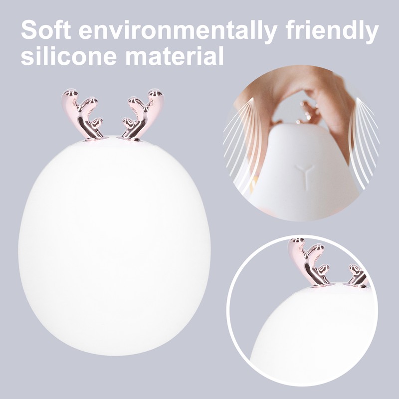 Mini Silicone Lamp Cartoon DeerShape Touch Control LED Night Light