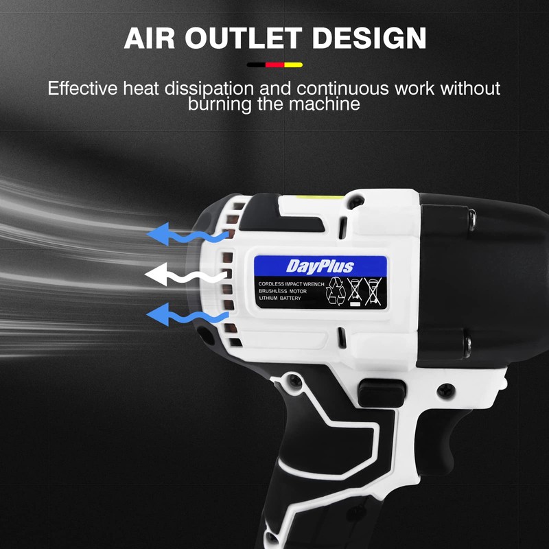 Brushless Cordless Impact Wrench 420 N.M High Torque 1/2 Chuck
