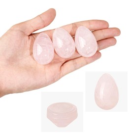 dssmboom Polished Rose Quartz Crystal Egg with Stone Stand, Healing Crystral Egg Shaped Stone Figurine for Meditation and Home Decoration