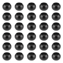 PandaHall 30pcs 8mm Round Black Stainless Steel Beads for Bracelet Earring DIY Crafts, 5mm Hole