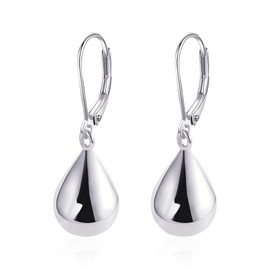 Peasimy Teardrop Leverback Earrings for Women Waterdrop Tear Drop Dangle Earrings Jewelry Silver Teardrop Leverback Dangle Earrings for Women (Silver)