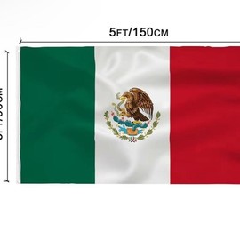 Mexico Flag 3x5 Foot- Mexican National Flags Indoor/Outdoor  with Vivid Color Brass Grommets Decorations