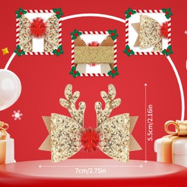 4 Pcs Christmas Bow Hair Clips Sequins Alligator Clips Antler Hairpins Christmas Hair Bows Glitter Bows Barrettes Christmas Hair Accessories for Girls Women Baby Toddlers Children Kids, Elk Styles