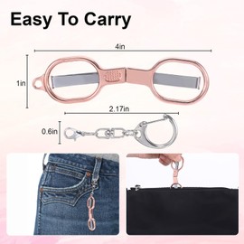 2 Pcs Mini Folding Scissors,Stainless Steel Nurse Scissors Foldable,Small Scissor All Purpose with 2 Keychains for Nurse Badge Accessories Travel,Home,Office,Craft,Sewing(Rose Gold）