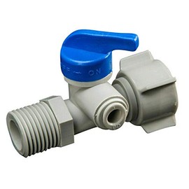 Shut-Off Ball Valve SENRISE Push Fit Pipe Plastic Water Tank Valve for Fridges Aquarium and Reverse Osmosis Plumbing (1/2" Tube x 1/4" Middle Part x 1/2" Tube)