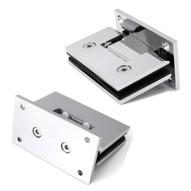 Top Hardware Chromed 90 Degree Geneva Wall to Glass Shower Door Hinge for 1/2" - 3/8" Glass and 6" Pull Handle Set (GAS304-GP-SSTB152M)
