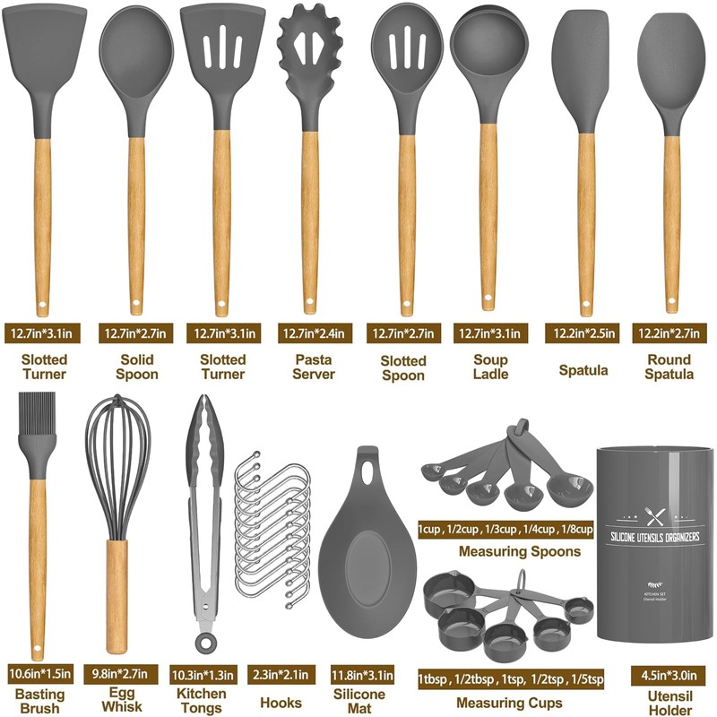 Umite Chef Kitchen Cooking Utensils Set, 33 pcs Non-stick Silicone