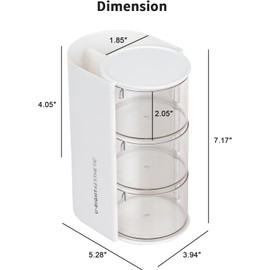 FABROK Organizador de accesorios para el cabello transparente de 3 capas con soporte para cepillos de pelo, caja de joyería pequeña giratoria para aretes de clip y collares, organizador de escritorio