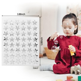 0.6" Silver Star Stickers - 1440 Pcs, 30 Sheets - Reward Stickers for Children, Ideal for Reward Charts and More (Silver)