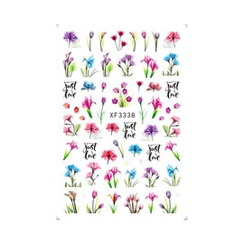 Generic Blossom Branches Flower Nail Sticker Tulips Poppy Daffodil Rose Daisy Xf3338 Nail Wraps Stickers Manicure Supplies for Women Nails Full Long Lasting Easy Apply and Remove