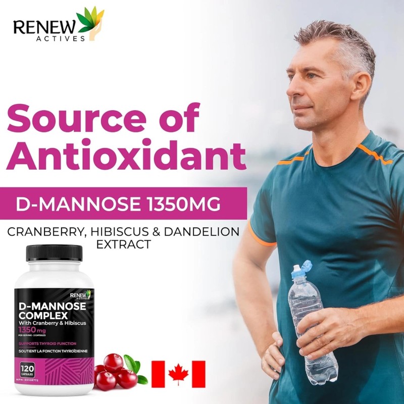 Renew Actives High Potency D-Mannose & Cranberry Complex 1000MG per