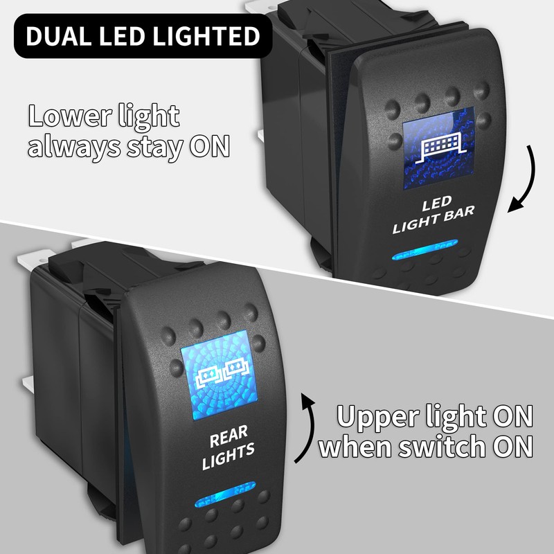 DaierTek LED Light Bar Rocker Switch and Rear Lights Rocker