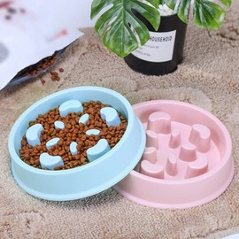 Hesheng 2 Pack Slow Feeder Dog Bowl Puppy Slow feeding bowl Interactive Feeder Pet Bloat Stop Dog Bowl Non-Slip Healthy Eating Bowl for Small Medium Large Dogs (Pink+Green)