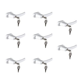 Pack of 8 Olympia FGS 100 Lockable Window Handle with 2 Keys Each Window Lock with Lock Square 7 x 7 mm Pin Length 35 mm Coated Metal White