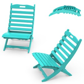 IVY&LANE Portable Xavier-Chairs Set of 2 | Folding-Adirondack-Chair | Wave | HDPE Plastic | Aqua | All-Weather Resistant | for Outdoor Fire-Pit Patio Lawn Beach Poolside