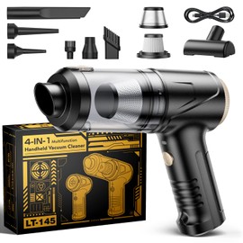 Handheld Car Vacuum Portable Cordless, 21000Pa High Power Handheld Vacuum with 2 Gear Adjustment - Brushless Motor，4 in 1 Air Duster and Vacuum Cleaner with LED Light，Dual Filters，for Home Car Office