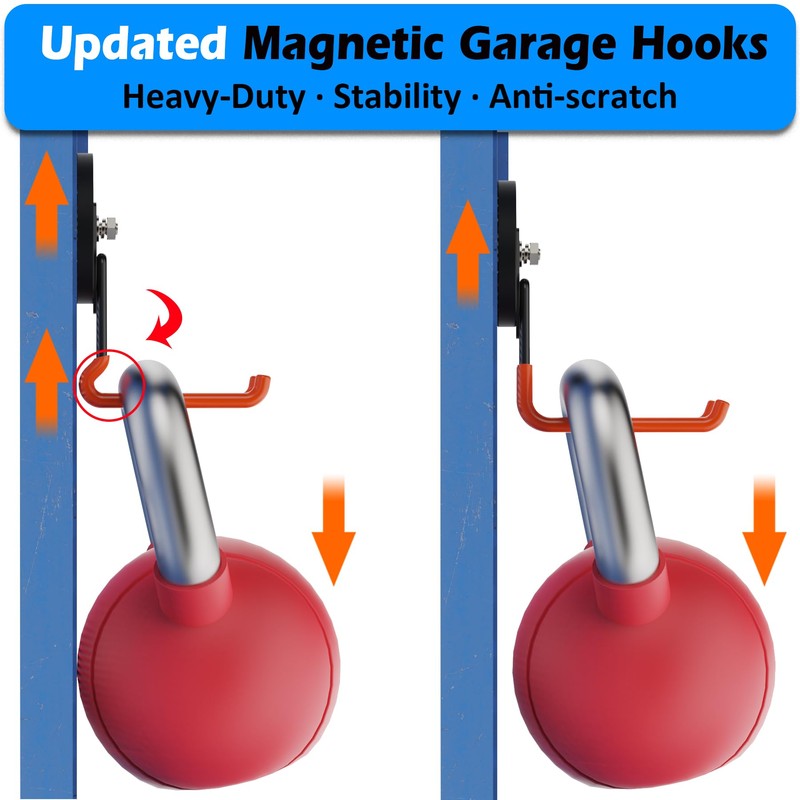 MUTUACTOR Updated Super Strong Magnetic Hooks,40lbs Anti-Scratch Large Garage Hooks