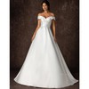 Aimevernal Off-Shoulder Satin Wedding Gown, Floor Length, White (US, Alpha,