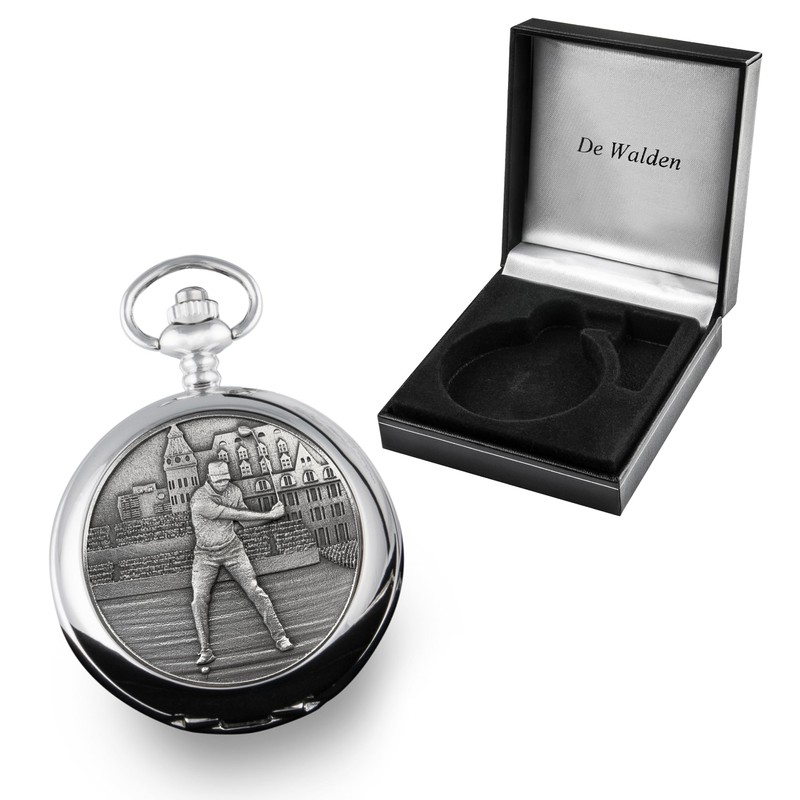 De Walden Golfing Gifts for Men Pewter Golf Pocket Watch