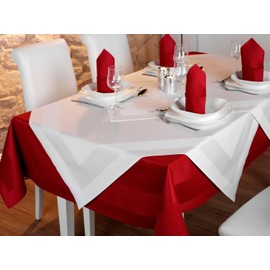 texpot Tablecloth 130 x 170 cm Bordeaux Satin Edge 100% Cotton Damask Tablecloth