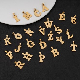 SAELACY 18K Gold Silver Tone Stainless Steel Initial Necklaces for Women Men Gothic 26 Letters Pendant with Figaro Chain Necklaces