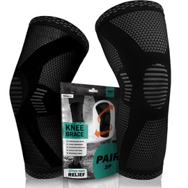 POWERLIX Knee Support for Women/Men, 2 Pack Knee Brace Compression Sleeve Support for Arthritis, Joint Pain, Ligament Injury, Meniscus Tear, ACL, Tendonitis, Running, Squats, Sports, Black, X-Large