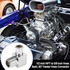 X AUTOHAUX 90 Degree Car Heater Hose Connector Aluminum Intake Manifold Connector 1/2 Inch NPT to 7/10 Inch