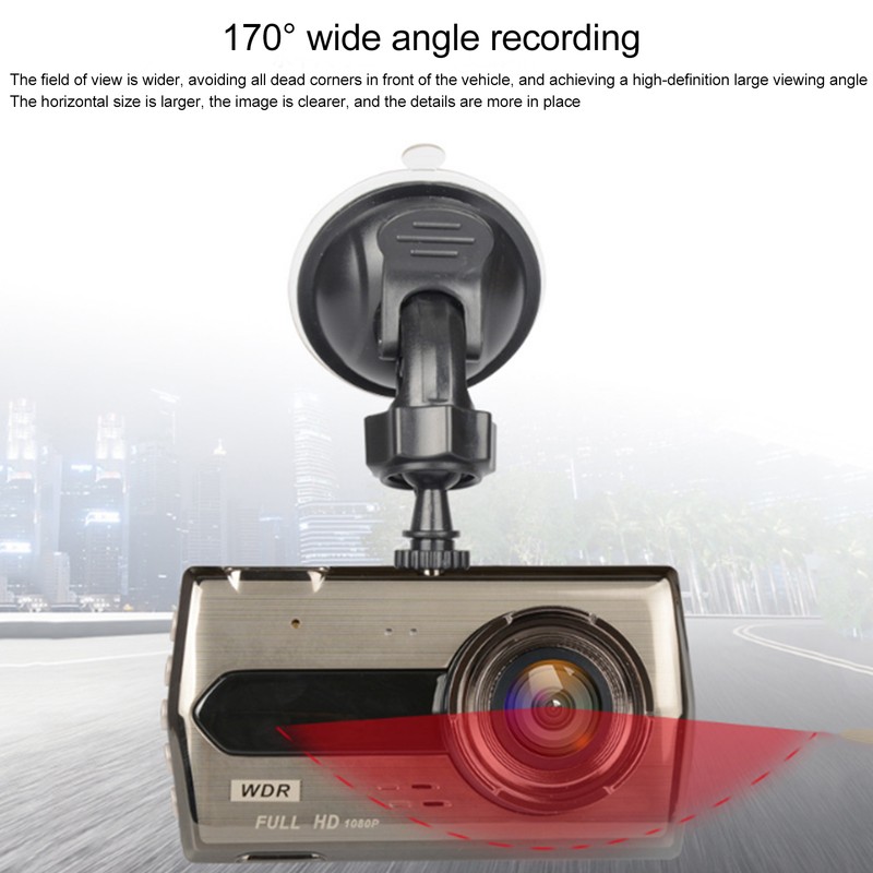 Car Driving Recorder DVR 4in IPS Screen 170° Wide Angle