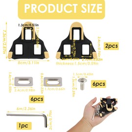 2 Pieces Matching Bicycle Shoe Plates, TPU Plastic Cleats with 6° Float, for Road Bike and MTB