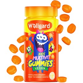 Wellgard Vegan Childrens Vitamins, Kids Multivitamin Gummies - Kids Vitamins Multivitamins, 60 Gummies, Orange Flavour
