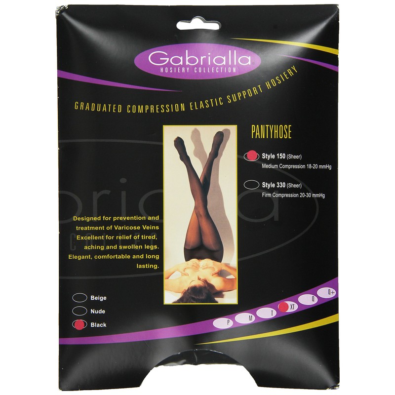 GABRIALLA 20-22 mmHg X-Tall Black H-150 Sheer Strumpfhose Kompression –