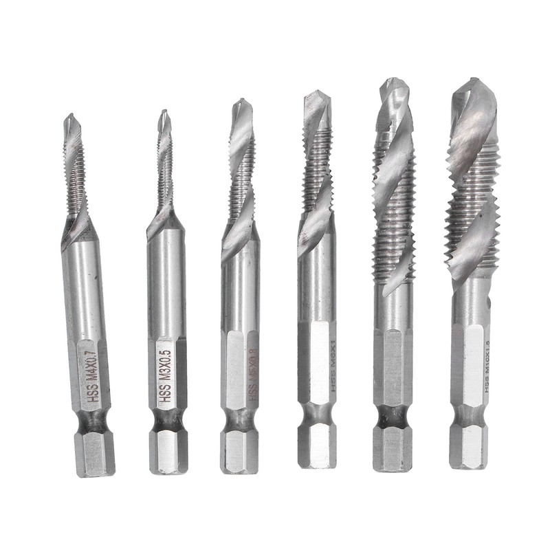 Drill Tap Bit Set Hex Shank Metric Combo HSS Ti